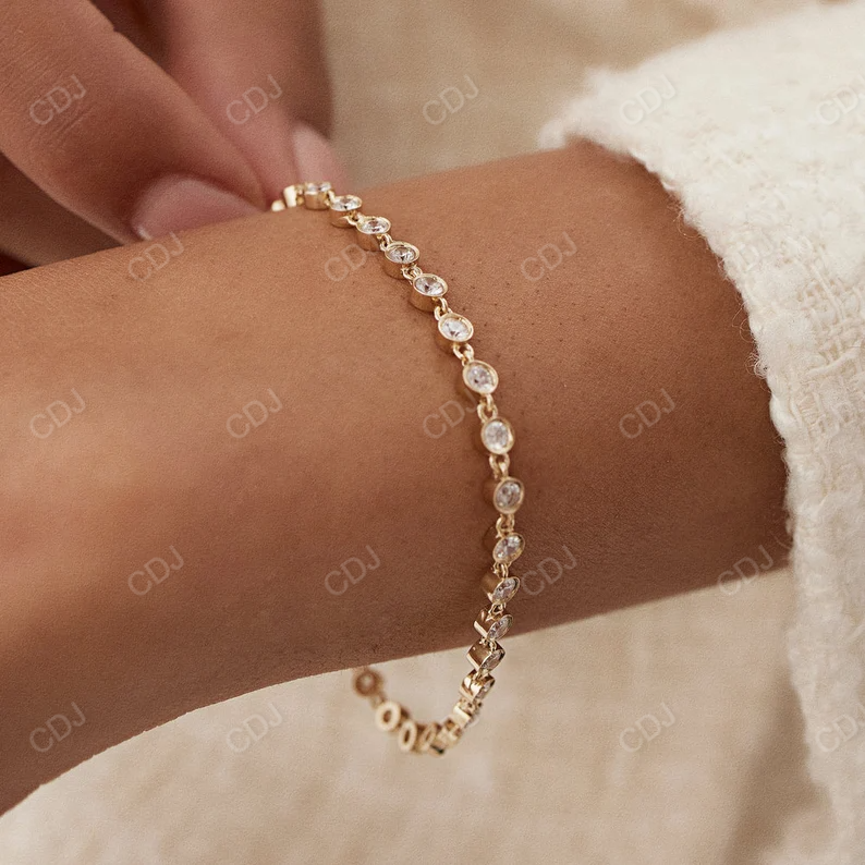 14k Gold Genuine Diamond Bezel Setting Women's Bracelet  customdiamjewel   