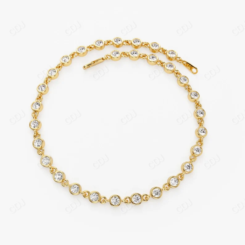 14k Gold Genuine Diamond Bezel Setting Women's Bracelet  customdiamjewel   