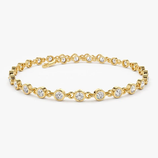 14k Gold Bezel Setting Natural Diamond Unique Bracelet  customdiamjewel   