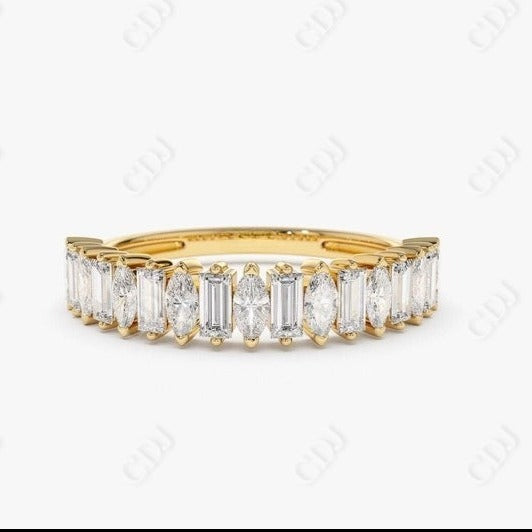 0.64CTW Lab Grown Marquise and Baguette Diamond Band  customdiamjewel 10KT Yellow Gold VVS-EF