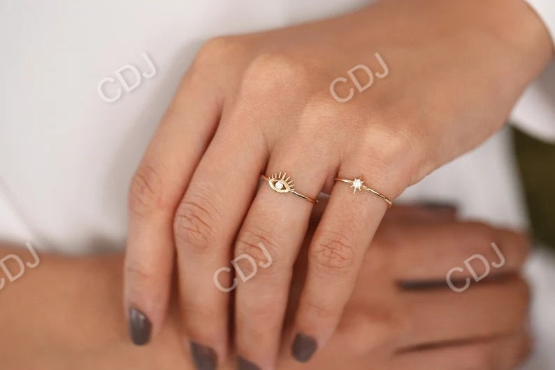 0.07CTW Lab Grown Diamond Evil Eye Ring  customdiamjewel   