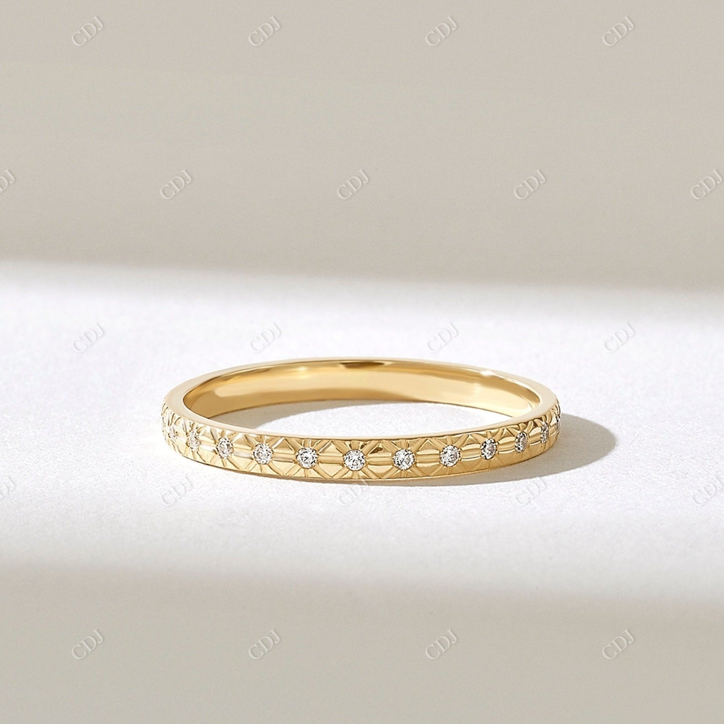 0.13CTW Pave Natural Diamond X Wedding Band  customdiamjewel 10KT Yellow Gold VVS-EF