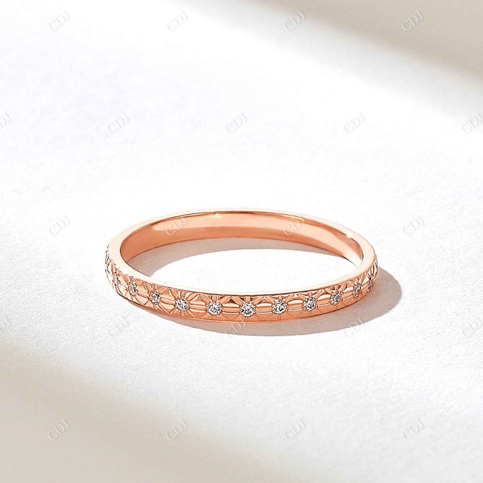 0.13CTW Pave Natural Diamond X Wedding Band  customdiamjewel 10KT Rose Gold VVS-EF