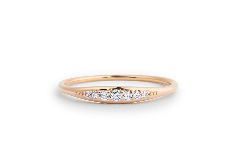 0.11CTW Round Cut Natural Diamond Tapered Wedding Band  customdiamjewel 10 KT Solid Gold Rose Gold VVS-EF