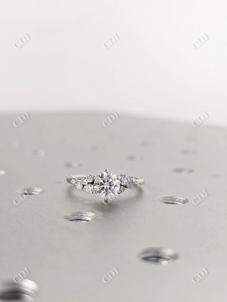 Round Cut Moissanite Cluster Diamond Wedding Ring  customdiamjewel   