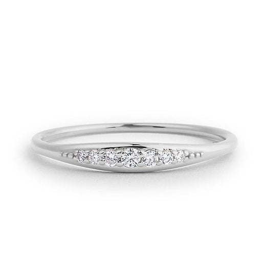 0.11CTW Round Cut Natural Diamond Tapered Wedding Band  customdiamjewel 10 KT Solid Gold White Gold VVS-EF