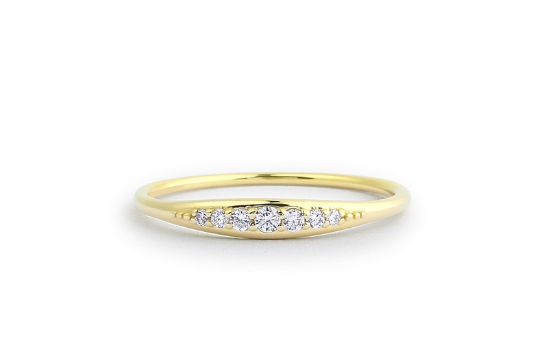 0.11CTW Round Cut Natural Diamond Tapered Wedding Band  customdiamjewel 10 KT Solid Gold Yellow Gold VVS-EF