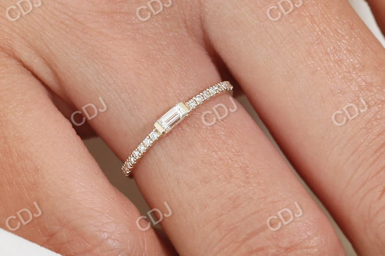 0.26CTW Baguette Lab Grown Diamond Thin Engagement Ring  customdiamjewel   