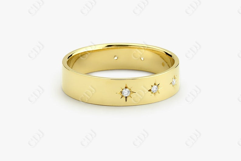 0.11CTW Lab Grown Diamond Star Wedding Band  customdiamjewel   