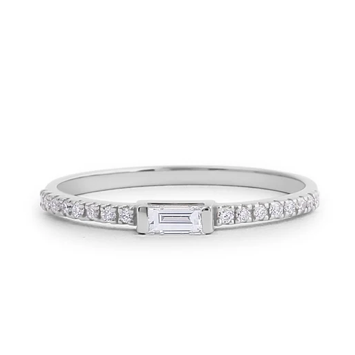 0.26CTW Baguette Lab Grown Diamond Thin Engagement Ring  customdiamjewel Sterling Silver White Gold VVS-EF