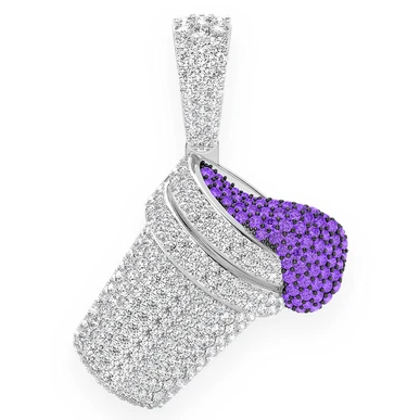 2.50CTW Purple Double Cup Hip Hop Pendant  customdiamjewel   