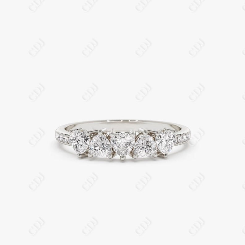 0.70CTW Lab Grown Diamond Heart Cut Micro Pave Ring  customdiamjewel 10KT White Gold VVS-EF