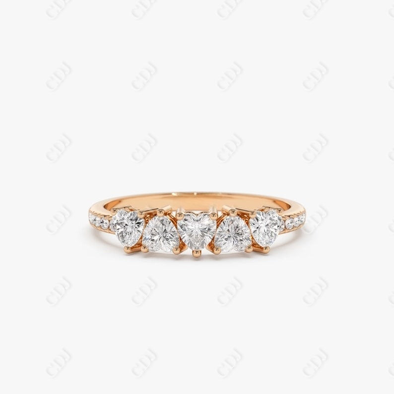 0.70CTW Lab Grown Diamond Heart Cut Micro Pave Ring  customdiamjewel 10KT Rose Gold VVS-EF