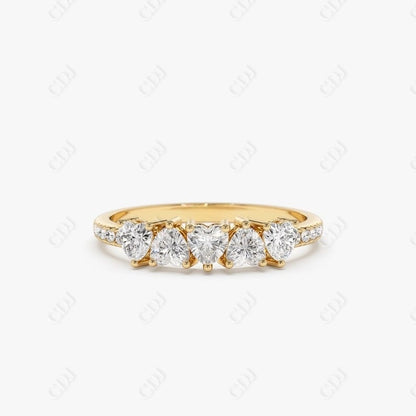 0.70CTW Lab Grown Diamond Heart Cut Micro Pave Ring  customdiamjewel 10KT Yellow Gold VVS-EF