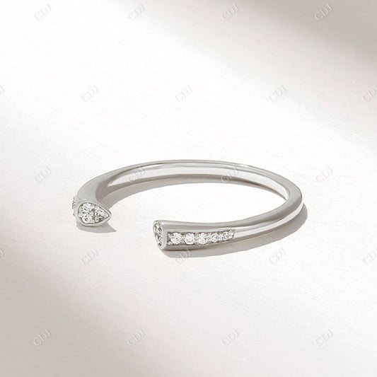 0.07CTW Round Cut CVD Diamond open Cuff Band  customdiamjewel 10KT White Gold VVS-EF