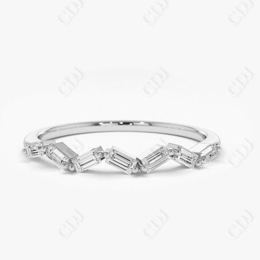 0.23CTW Lab Grown Diamond Baguette Stacking Ring  customdiamjewel 10KT White Gold VVS-EF