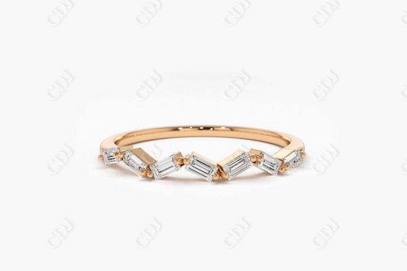 0.23CTW Lab Grown Diamond Baguette Stacking Ring  customdiamjewel 10KT Rose Gold VVS-EF