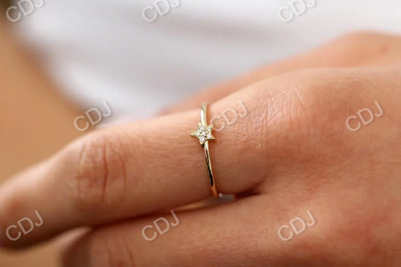 Star Shaped 14K Gold Diamond Wedding Ring  customdiamjewel   