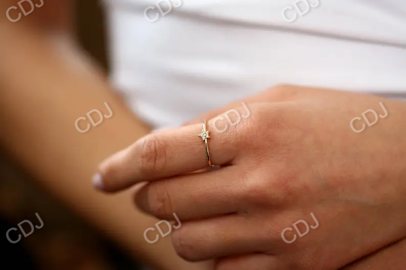 Star Shaped 14K Gold Diamond Wedding Ring  customdiamjewel   