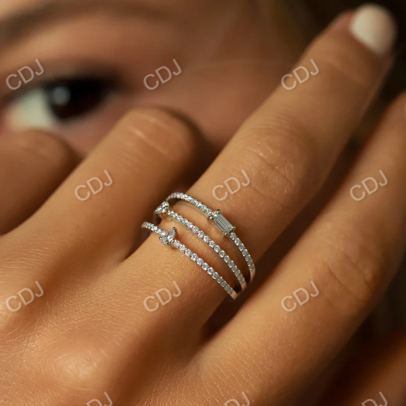 0.34CTW Triple Row Mix Lab Grown Diamond Statement Ring  customdiamjewel   