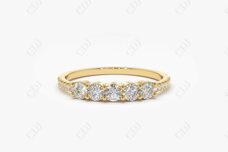 0.41CTW Lab Grown Round Diamond Wedding Band  customdiamjewel 10KT Yellow Gold VVS-EF