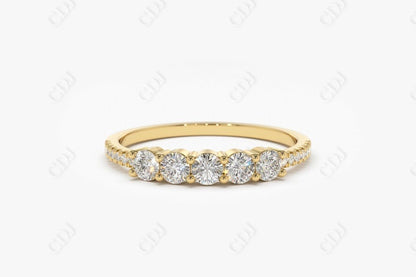 0.41CTW Lab Grown Round Diamond Wedding Band  customdiamjewel 10KT Yellow Gold VVS-EF