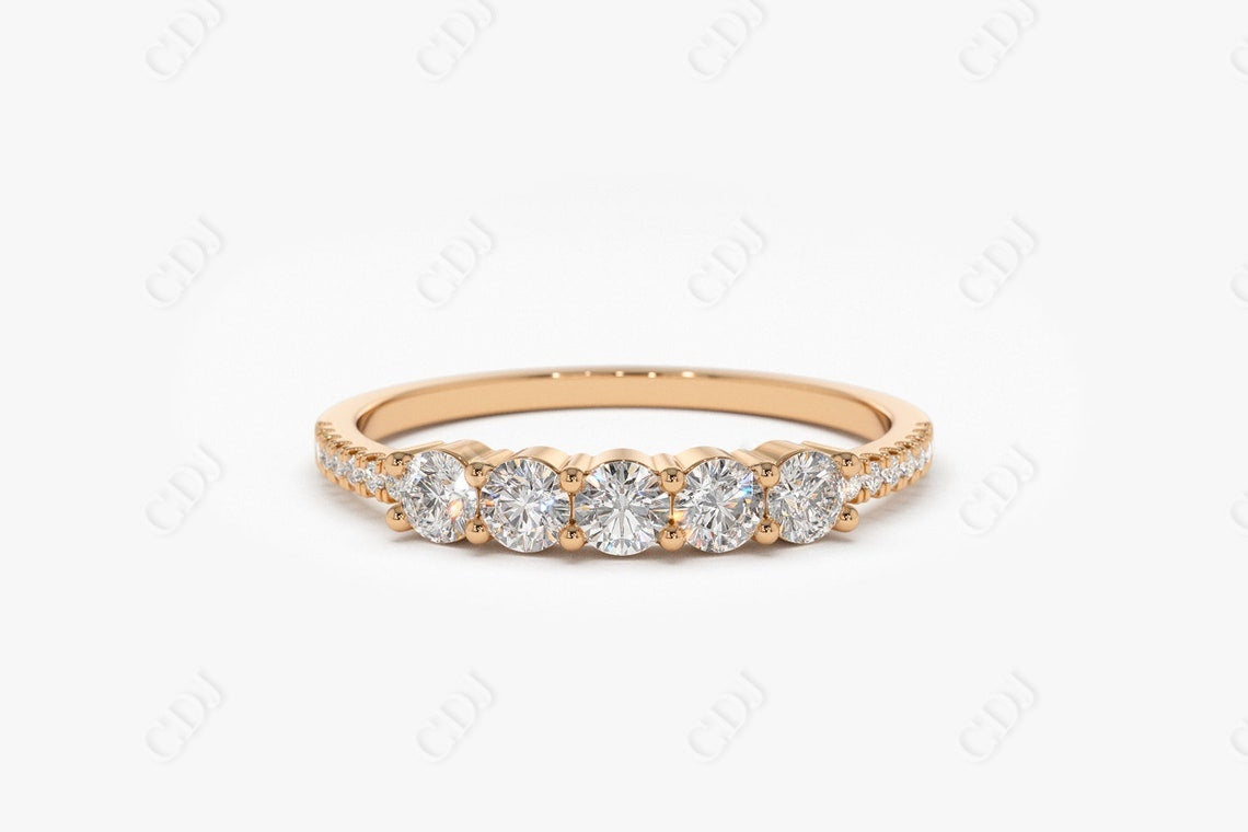 0.41CTW Lab Grown Round Diamond Wedding Band  customdiamjewel 10KT Rose Gold VVS-EF