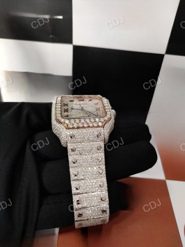 Cartier Rose Gold Stud Iced Out Diamond Watch  customdiamjewel   