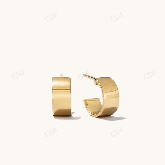 Tiny Wide Hoops Huggie Hoop Earrings  customdiamjewel 10 KT Solid Gold Yellow Gold 