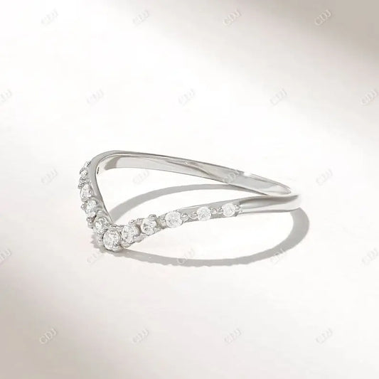 0.19CTW Round Cut Lab Grown Diamond Curved Wedding Band  customdiamjewel 10KT White Gold VVS-EF