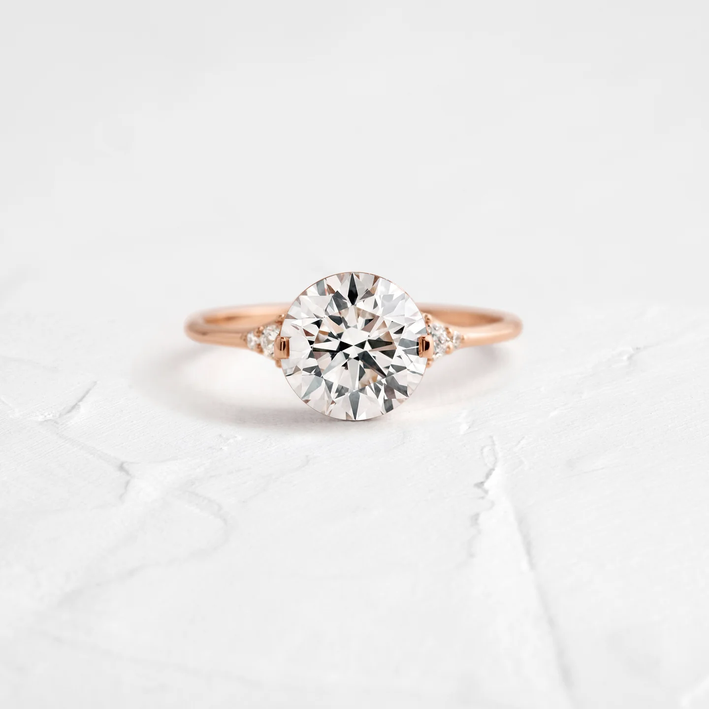 Round Cut Moissanite Bezel Set Engagement Ring  customdiamjewel 10KT Rose Gold VVS-EF