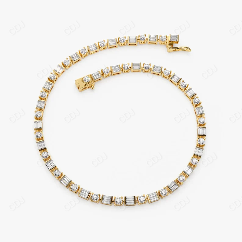 Baguette & Round Lab Grown Diamond Tennis Bracelet  customdiamjewel   