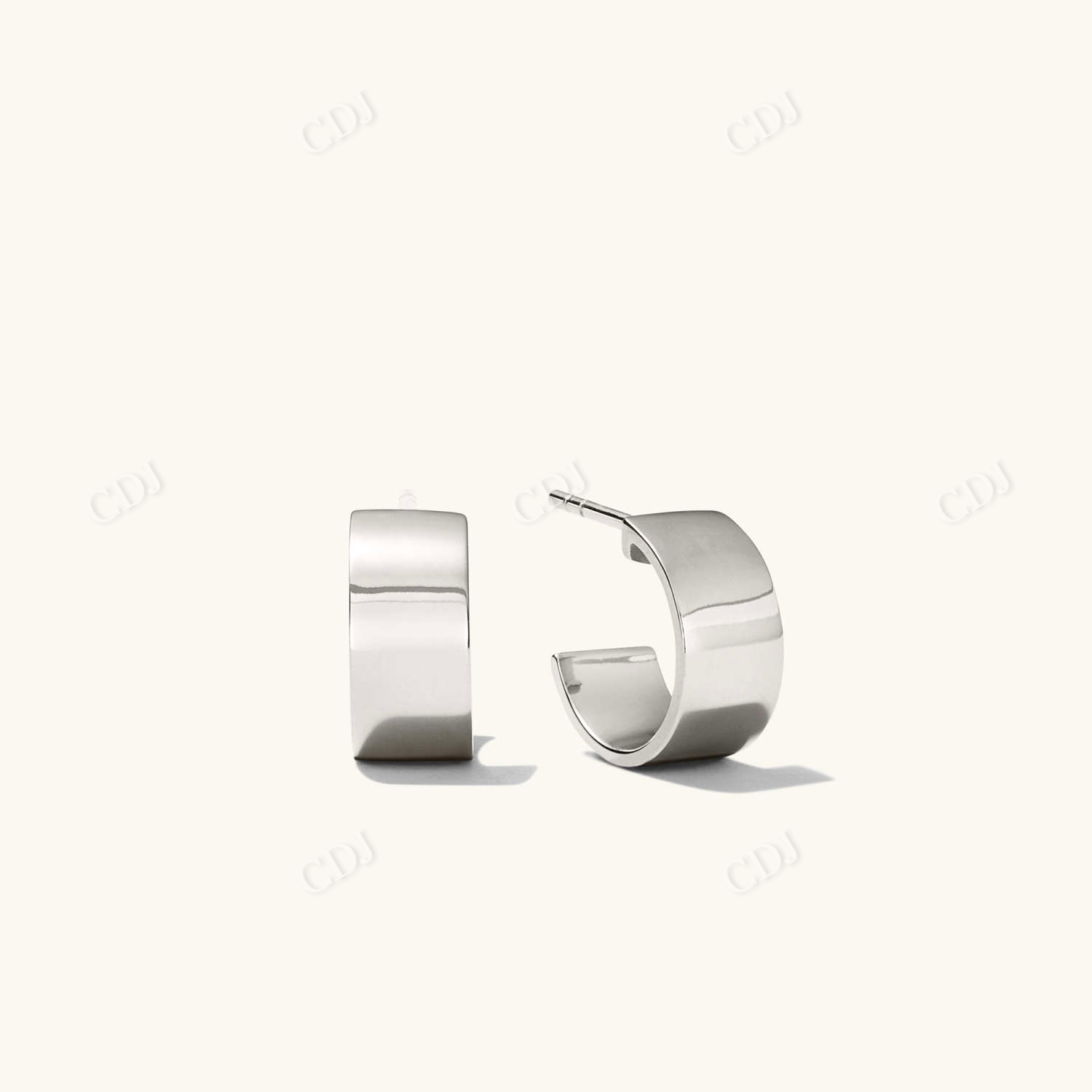 Tiny Wide Hoops Huggie Hoop Earrings  customdiamjewel 10 KT Solid Gold White Gold 