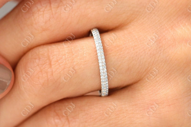 0.28CTW Round Cut Natural Diamond Double Row Wedding Band  customdiamjewel   