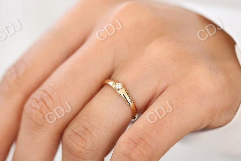 14k Dome Bezel Setting Diamond Solitaire Wedding Ring  customdiamjewel   