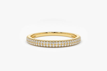 0.28CTW Round Cut Natural Diamond Double Row Wedding Band  customdiamjewel 10 KT Solid Gold Yellow Gold VVS-EF