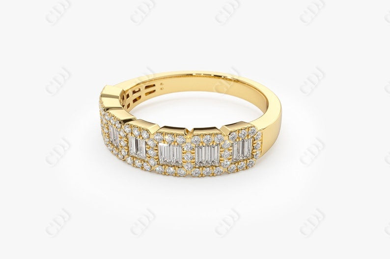 0.70CTW Lab Grown Baguette and Round Diamond Wedding Band  customdiamjewel   