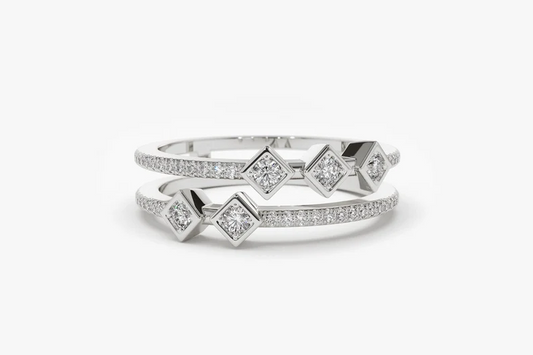 0.32ctw Double Stacked Micro Pave Lab Grown Diamond Band  customdiamjewel Sterling Silver White Gold VVS-EF