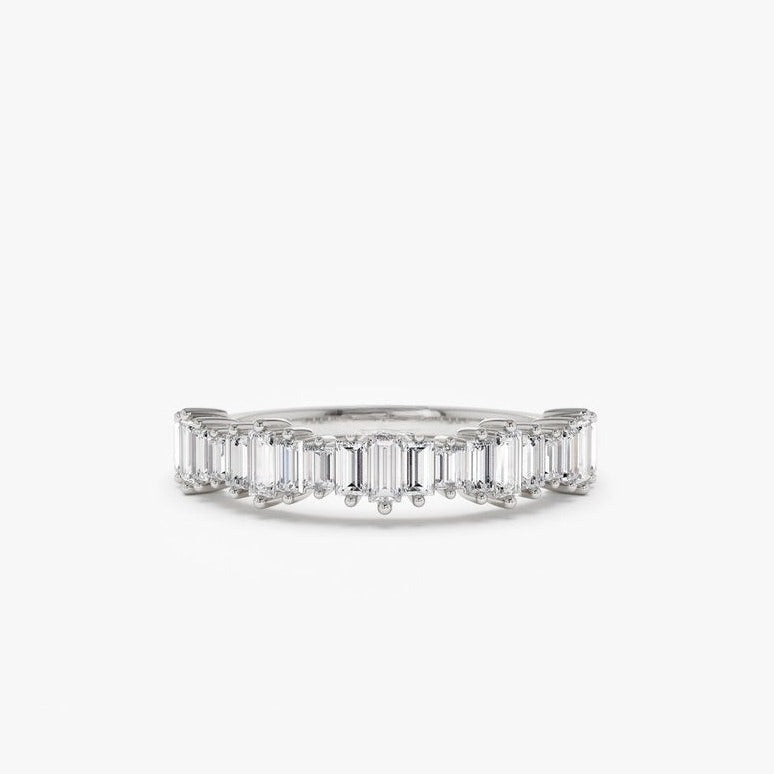 0.79CTW Baguette Cut Natural Diamond Half Eternity Wedding Band  customdiamjewel 10 KT Solid Gold White Gold VVS-EF