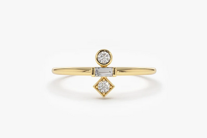 14k Gold Baguette and Round Cut Diamond Wedding Ring  customdiamjewel 10 KT Solid Gold Yellow Gold VVS-EF