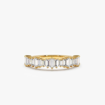 0.79CTW Baguette Cut Natural Diamond Half Eternity Wedding Band  customdiamjewel 10 KT Solid Gold Yellow Gold VVS-EF