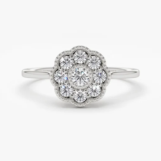 Minimalist Diamond Floral Style Natural Diamond Wedding Ring  customdiamjewel 10 KT Solid Gold White Gold VVS-EF