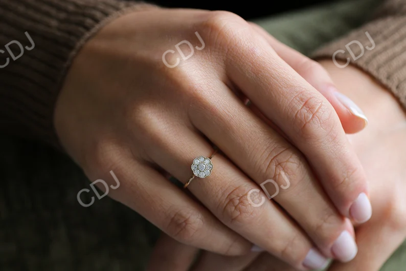 Minimalist Diamond Floral Style Natural Diamond Wedding Ring  customdiamjewel   