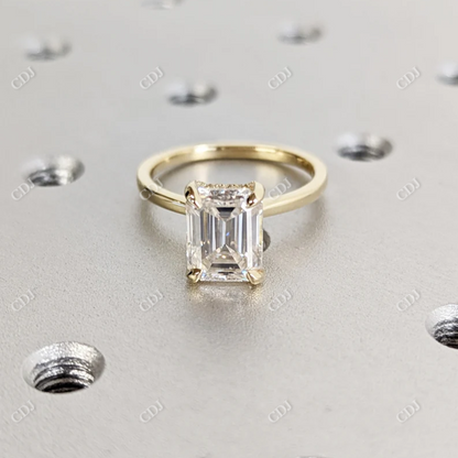 2.5CT Emerald Cut Moissanite Hidden Halo Set Solitaire Diamond Ring  customdiamjewel 10KT Yellow Gold VVS-EF