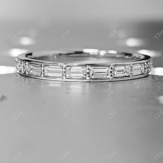 0.34CT Baguette Cut Lab Grown Diamond Half Eternity Wedding Band  customdiamjewel 10KT White Gold VVS-EF