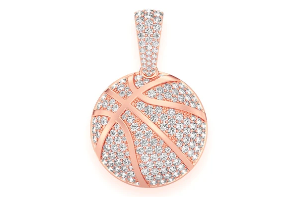 2.00CTW Round Diamond Basketball Pendant  customdiamjewel   