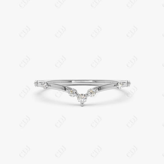 0.22CTW Lab Grown Chevron Diamond Wedding Band  customdiamjewel 10KT White Gold VVS-EF