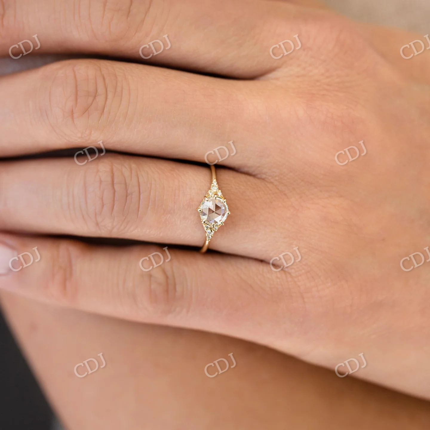 Classic Rose Cut Moissanite Wedding Ring  customdiamjewel   