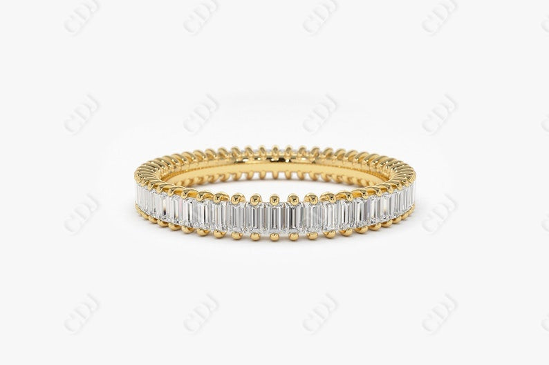 1.35CTW Lab Grown Baguette Diamond Full Eternity Wedding Band  customdiamjewel 10KT Yellow Gold VVS-EF