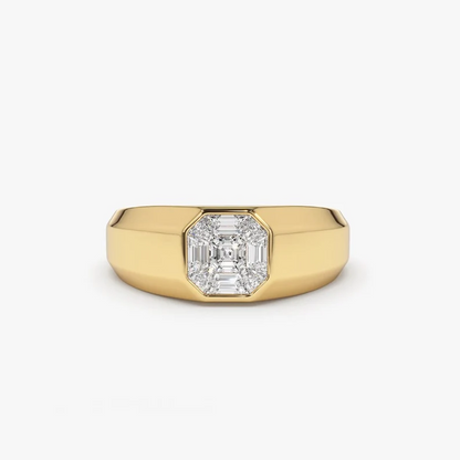 Asscher Cut Illusion Setting Diamond Wedding Ring  customdiamjewel 10 KT Solid Gold Yellow Gold VVS-EF